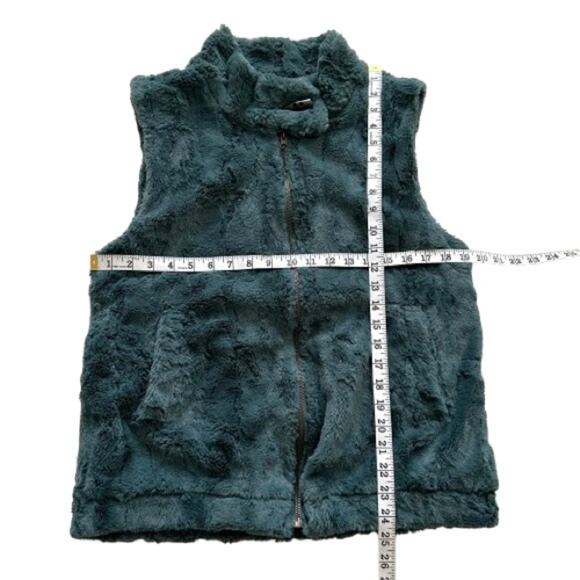 Sanctuary Surplus Green Teal Faux Fur Soft Teddy Vest Jacket Coat Size Medium - Picture 8 of 12